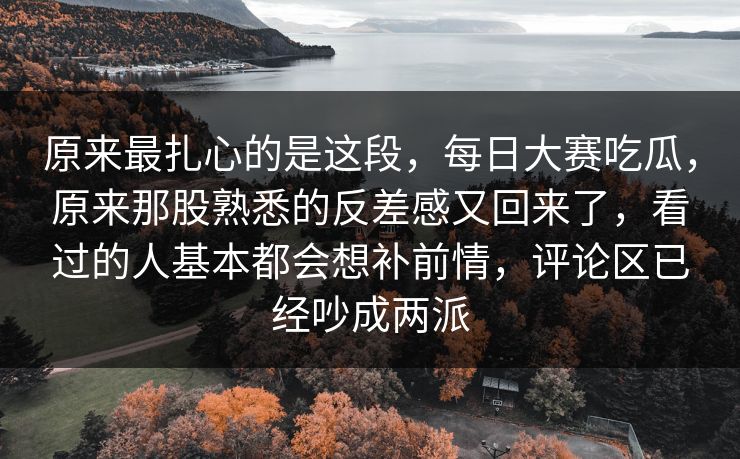 原来最扎心的是这段，每日大赛吃瓜，原来那股熟悉的反差感又回来了，看过的人基本都会想补前情，评论区已经吵成两派